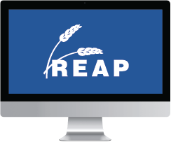 REAP logo on monitor